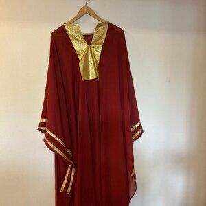 Caftan bordeaux détails dorés - Robe longue élégante